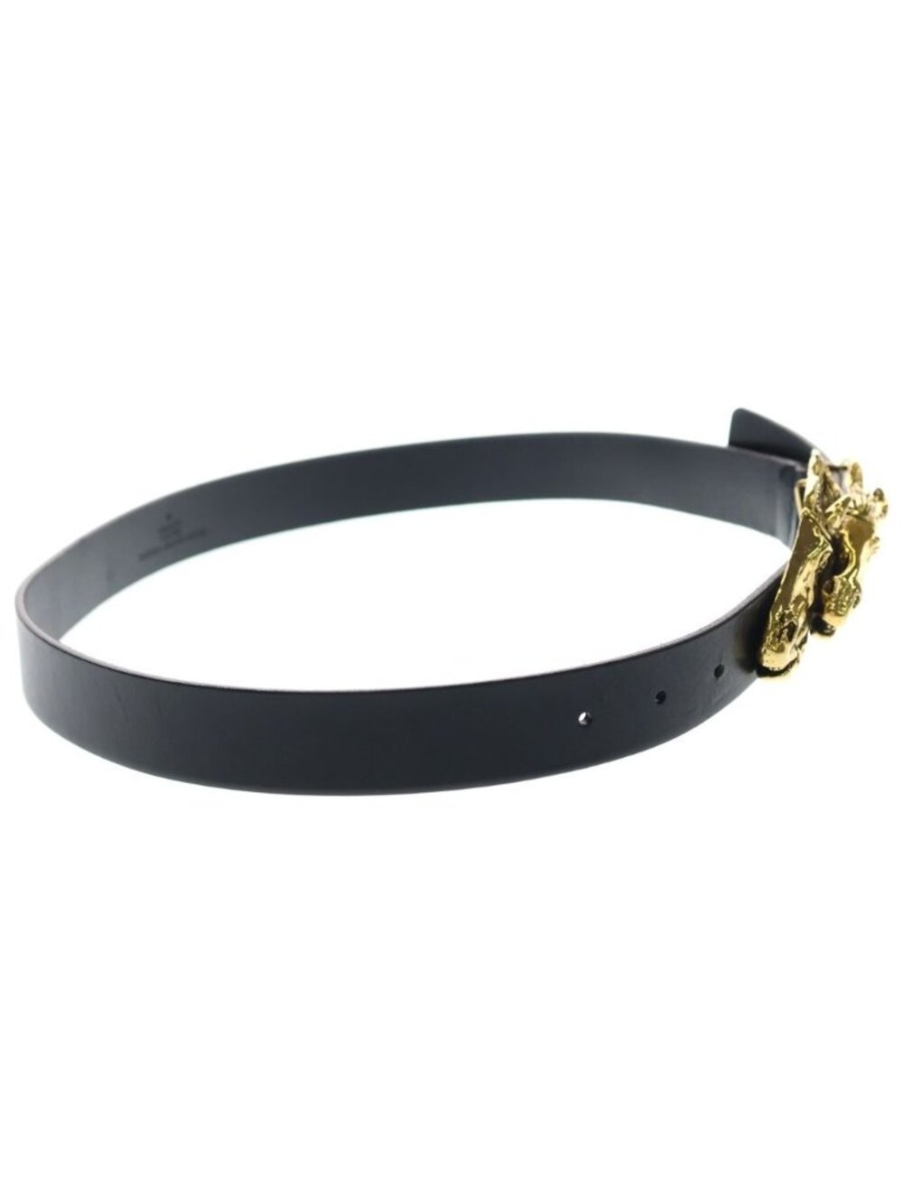 Gucci Horse Buckle Leather Belt Black Gold - Picture 3 of 6